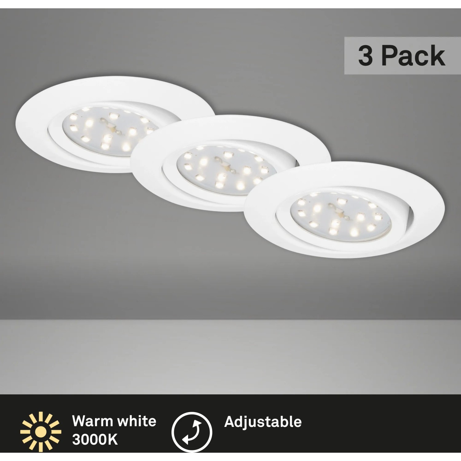Briloner süllyesztett LED-es lámpa 3 darabos készlet fehér 8 cm forgatható Briloner süllyesztett LED-es lámpa 3 darabos készlet fehér 8 cm forgatható