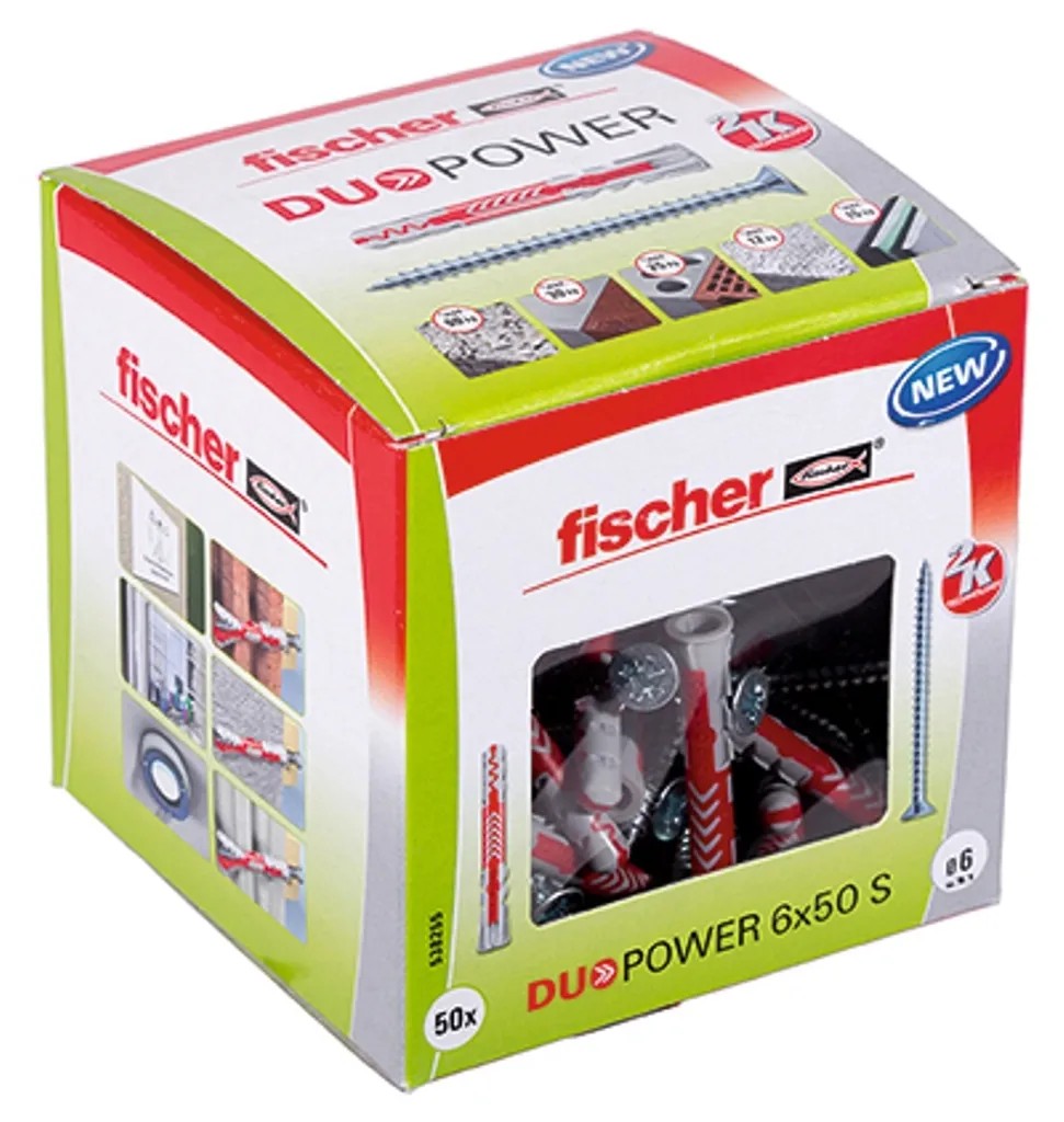 Fischer dübel DuoPower átmérő 6 mm x 50 mm S LD csavarokkal Fischer dübel DuoPower átmérő 6 mm x 50 mm S LD csavarokkal