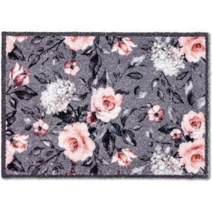 Astra Pure und Soft lábtörlő 50 cm x 70 cm virágok szürke-rózsaszín Astra Pure und Soft lábtörlő 50 cm x 70 cm virágok szürke-rózsaszín