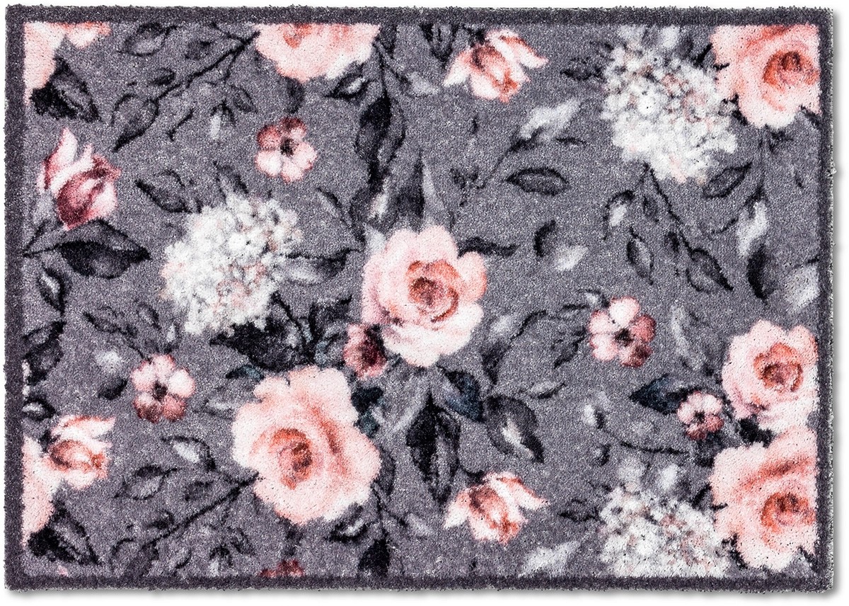 Astra Pure und Soft lábtörlő 50 cm x 70 cm virágok szürke-rózsaszín Astra Pure und Soft lábtörlő 50 cm x 70 cm virágok szürke-rózsaszín