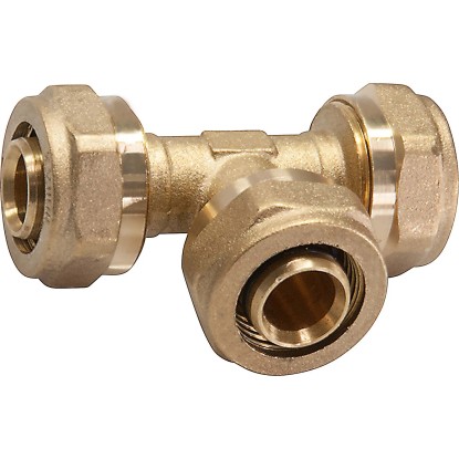 Szorítógyűrűs T-idom 16 mm x 16 mm x 16 mm sárgaréz