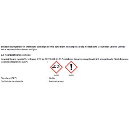 Veszélyességi szimbólumok a Knauf gyorscementhez: maró és irritáló hatású. Veszélyes összetevő: portlandcement.