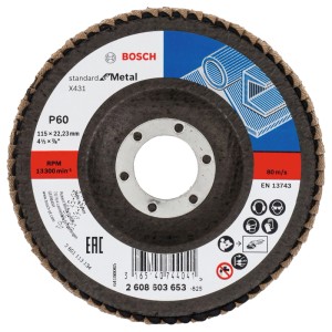 Bosch X431 Standard for Metal lamellás csiszolókorong, 115 mm átmérő, sarokcsiszoló tartozék.