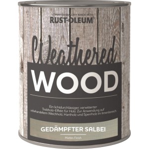 Rust-Oleum Weathered Wood effekt festék Párolt zsálya színben, 750 ml-es doboz, treibholz hatás.