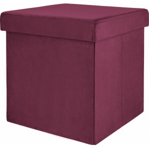 Magenta összecsukható zsámoly Dark Wonder, 38x38x38 cm, bársony tárolóval. Ideális ülőalkalmatosság.