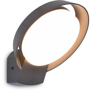 Modern, kerek, antracit színű Lutec Polo LED kültéri fali lámpa. Elegáns fali lámpa kültéri használatra.