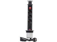 Energiaoszlop asztalba süllyeszthető 3 dugalj + USB kapcsolóval 1,5 m