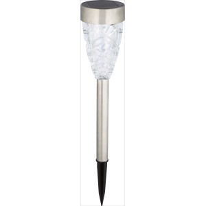 Donati Transparent LED szolár lámpa rozsdamentes acélból, 46 cm magas, a kertbe.