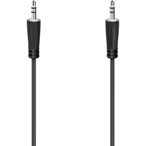 Fekete Hama audio kábel, 3,5 mm-es jack-jack, 1,5 m, audio átvitelhez.
