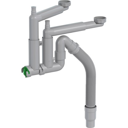 Prevex Smartloc konyhai lefolyó 2 medencés 40 mm átmérő / 50 mm szürke