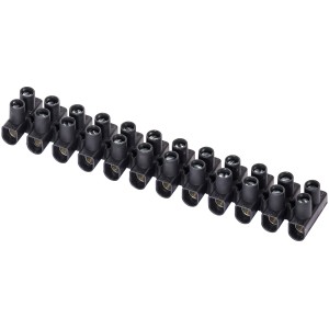 Fekete 12 pólusú sorkapocs kábelekhez 4 mm²-ig, 10 darabos készlet.