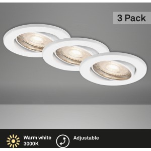 3 db-os Briloner fehér LED-es süllyesztett spotlámpa készlet, állítható beltéri használatra.