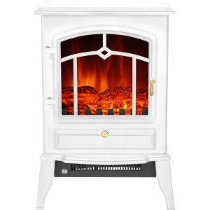 Fehér El Fuego Como elektromos kandalló fűtéssel és láng effektussal.