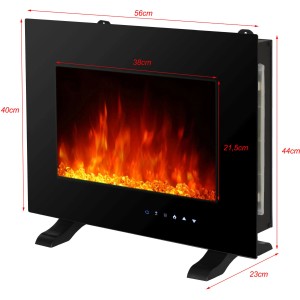 Fekete El Fuego Aarau II elektromos kandalló láng effektussal, szabadon álló vagy falra szerelhető.
