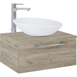 Maximus Stylo Sanremo tölgy 60 cm-es mosdószekrény mosdókagylóval és csapteleppel.