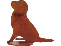 Dekorációs figura kutya ülő fémből 33 cm x 12 cm x 30,5 cm rozsdaszínű