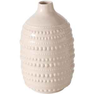 Bézs Boltze Meruna váza, 20 cm magas, pöttyös mintával. Dekoratív porcelán váza virágokhoz.
