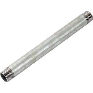 Egyenes temperöntvény fitting, 21 mm (R 1/2) x 200 mm, horganyzott külső menettel.