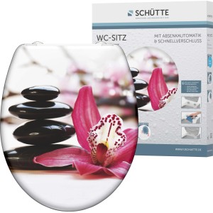 Schütte Wellyness Duroplast WC ülőke SoftClose funkcióval, motívum: kövek és orchidea.