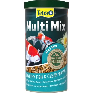 Tetra Pond Multi Mix 1l halétel tavi halaknak: pelyhek, rudak, ostyák és gammarus.
