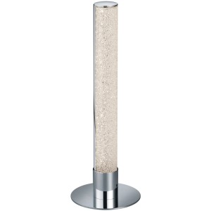 Modern Leia LED asztali lámpa kristály hatással és ezüst talppal. Design asztali lámpa lakóterekbe.