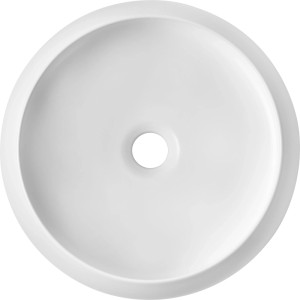 Kerek baliv ráépíthető mosdó matt fehér porcelánból, Ø 36,5 cm, központi lefolyóval.