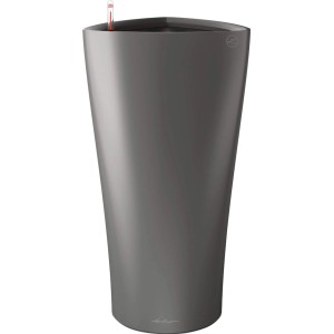 Lechuza Delta Premium virágtartó, Ø 30 cm, 56 cm magas, antracit metál, beltéri és kültéri használatra.