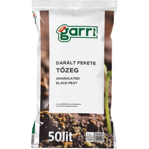 Univerzális föld zsák: Garri "Darált Fekete Tőzeg" (granulált fekete tőzeg), 50 liter.