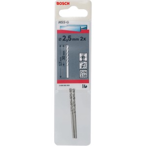 Bosch Pro HSS-G fémfúró, 2.5mm, 2 darabos. Spirálfúró acélhoz, fémhez.