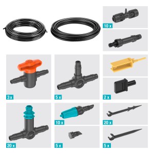 Gardena Micro-Drip-System: Csepegtető öntözőkészlet teraszra, tartozékokkal 30 növényhez.