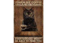 Retro-Gift nagy táblakép - Cat and Coffee 27 cm x 39 cm Retro-Gift nagy táblakép - Cat and Coffee 27 cm x 39 cm