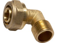 Szorítógyűrűs könyök 20 mm x 26,4 mm (R 3/4) sárgaréz
