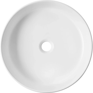 Kerek baliv ráültethető mosdó matt fehér porcelánból, 40 cm átmérő, túlfolyó nélkül modern fürdőszobákba.