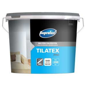 Vödör Supralux fehér beltéri falfesték, alkalmas falakra és mennyezetekre.