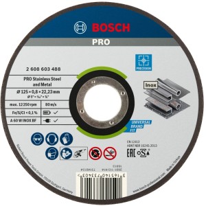 Bosch vágótárcsa rozsdamentes acélhoz és fémhez, Ø 125 mm, 0,8 mm vékony. Sarokcsiszolóhoz, precíz Inox vágásokhoz.