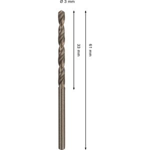 Bosch Pro Stainless Steel HSS-Co spirálfúró, 3 mm átmérő, alkalmas fémfúráshoz.