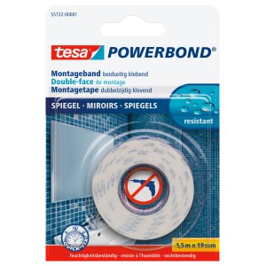 Tesa Powerbond Mirror szerelőszalag, 1,5 m, tükrökhöz és nedves helyiségekhez.