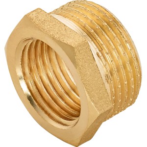 Réz szűkítő, menetes idom, 18,6 mm-ről 26,4 mm-re, különböző méretű csövek összekötéséhez.