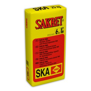 Sárga zsák Sakret SKA, ragasztó és erősítő habarcs szigeteléshez.