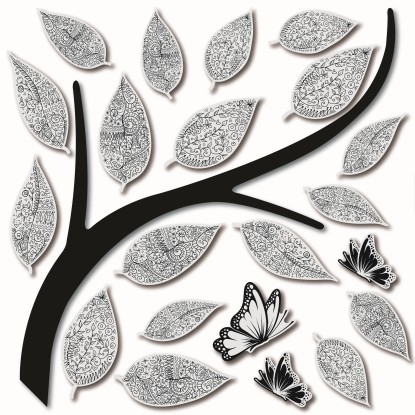 Öntapadós szivacsdekor leveles ág 30 cm x 30 cm