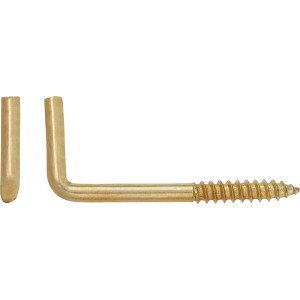 Sárgaréz bevonatú LUX csavaros kampók, 3x40 mm, 6 darab. Sarokhorgok képekhez és dekorációhoz.