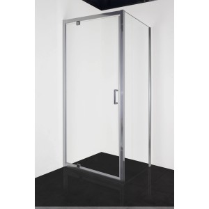 Sanotechnik Easy Clean zuhanyajtó, 80x195 cm, króm profillal és fogantyúval. Átlátszó üveg zuhanykabin.