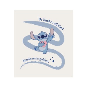 Komar Stitch Kindness falikép, 50x70 cm, Stitch figurával és felirattal. Fali dekoráció gyerekszobába.