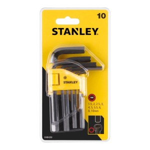 Stanley imbuszkulcs készlet, 10 darabos, különböző méretek csavarozáshoz.