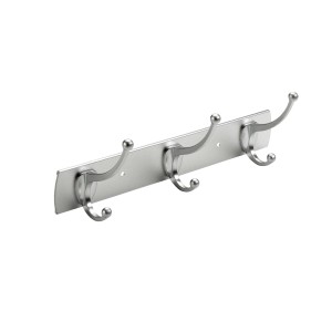 Hettich fogas 3 akasztóval, matt alumínium/cink design.
