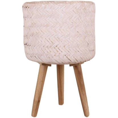 Bambusz virágcserép lábakkal 25 cm x 40 cm fehér