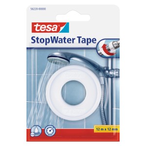 Tesa Stop Water Tape, fehér tömítőszalag menetekhez, 12m x 12mm.