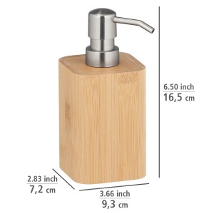 WENKO Bambusa szappanadagoló bambuszból, rozsdamentes acél pumpával, kb. 220 ml.