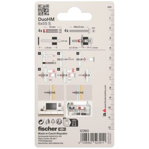 Fischer DuoHM 6x55 S tipli, szerelési útmutató a csomagoláson.