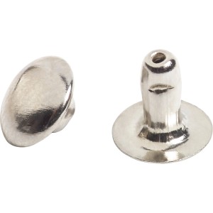 Nikkelezett LUX üreges szegecsek, 4x10 mm, 15 darab, textíliák megerősítéséhez.